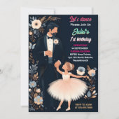 Ballett Rosa Tutu Chic Girls Ballerina 1. Geburtst Einladung (Vorderseite)