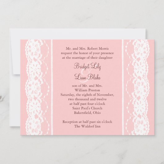 Ballett Rosa und Vintage Hochzeitsfeier Einladung (Vorderseite)