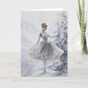 Ballett Schneekönigin Schneeflocke Ballerina Weihn Feiertagskarte