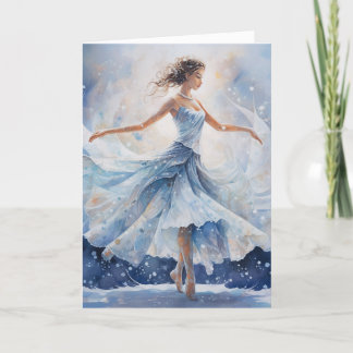 Ballett Schneekönigin Schneeflocke Ballerina Weihn Feiertagskarte