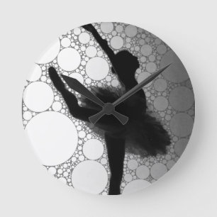 Ballett Schwarz-weißes Tanzen Ballerina Runde Wanduhr