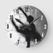 Ballett Schwarz-weißes Tanzen Ballerina Runde Wanduhr (Vorderseite)