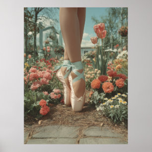 Ballett-Spitzen Schuhe im blühenden Garten Poster