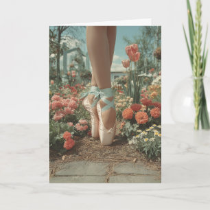 Ballett-Spitzenballettschuhe im blühenden Garten Karte