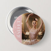 Ballett-Tanz-Button-Anstecknadel Roségold Glitter- Button (Vorne & Hinten)