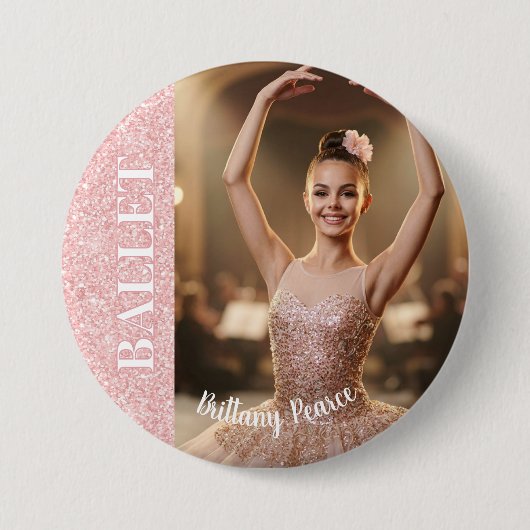 Ballett-Tanz-Button-Anstecknadel Roségold Glitter- Button (Vorderseite)
