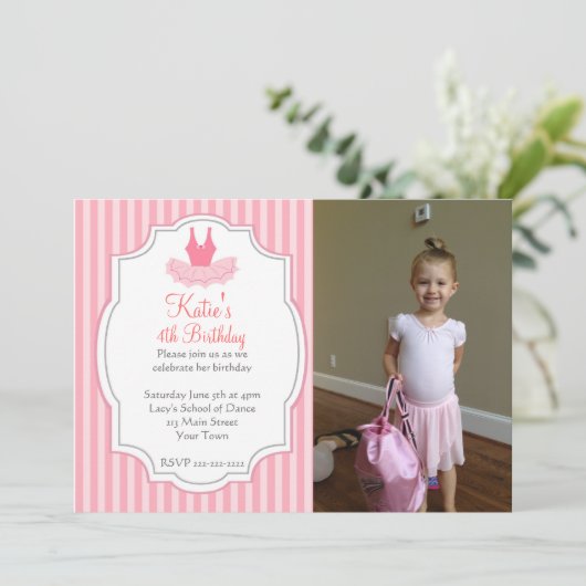 Ballett Tanz Geburtstag Einladung (Stehend Vorderseite)