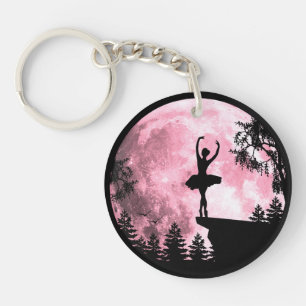Ballett-Tanzende Rosa Vollmond-Ballerina Frauen Mä Schlüsselanhänger