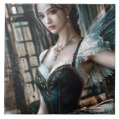 Ballett-Tänzer in einem grünen TuTu und Feen Flüge Fliese (Vorderseite)