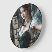 Ballett-Tänzer in einem grünen TuTu und Feen Flüge Große Wanduhr (Winkel)