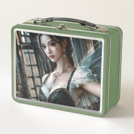 Ballett-Tänzer in einem grünen TuTu und Feen Flüge Metall Brotdose