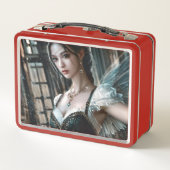 Ballett-Tänzer in einem grünen TuTu und Feen Flüge Metall Brotdose (Rückseite)