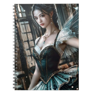 Ballett-Tänzer in einem grünen TuTu und Feen Flüge Notizblock