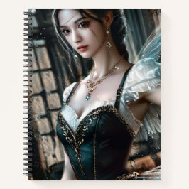 Ballett-Tänzer in einem grünen TuTu und Feen Flüge Notizblock