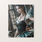 Ballett-Tänzer in einem grünen TuTu und Feen Flüge Puzzle (Vertikal)