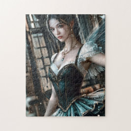 Ballett-Tänzer in einem grünen TuTu und Feen Flüge Puzzle