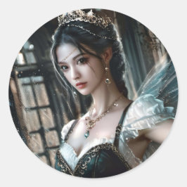 Ballett-Tänzer in einem grünen TuTu und Feen Flüge Runder Aufkleber