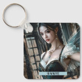 Ballett-Tänzer in einem grünen TuTu und Feen Flüge Schlüsselanhänger (Vorderseite)