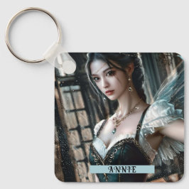 Ballett-Tänzer in einem grünen TuTu und Feen Flüge Schlüsselanhänger