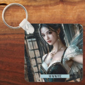 Ballett-Tänzer in einem grünen TuTu und Feen Flüge Schlüsselanhänger (Vorderseite)