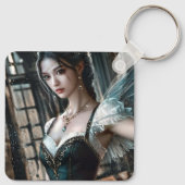 Ballett-Tänzer in einem grünen TuTu und Feen Flüge Schlüsselanhänger (Rückseite)