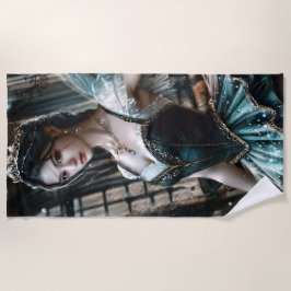 Ballett-Tänzer in einem grünen TuTu und Feen Flüge Strandtuch