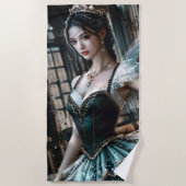 Ballett-Tänzer in einem grünen TuTu und Feen Flüge Strandtuch (Vorderseite)