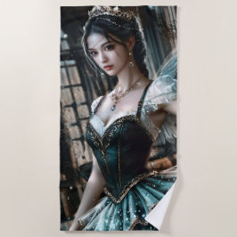 Ballett-Tänzer in einem grünen TuTu und Feen Flüge Strandtuch