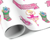 Ballett-Tänzer-Strumpf-und Geschenk-frohe Geschenkpapier (Rolleneckpunkt)