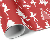 Ballett-Tänzer-und Weihnachtsbäume Geschenkpapier (Rolleneckpunkt)
