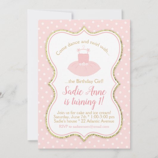 Ballett Tutu Geburtstag Einladung (Vorderseite)