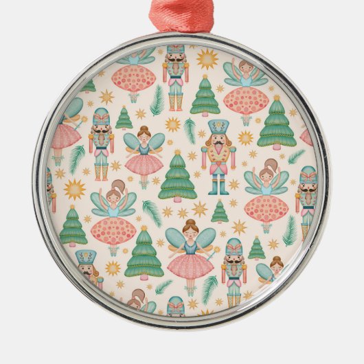 Ballett und Fairies auf Creme-Hintergrund Ornament Aus Metall (Vorne)