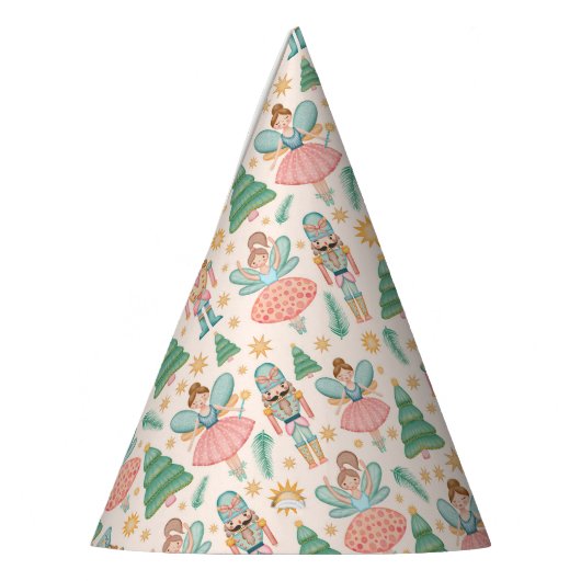 Ballett und Fairies auf Creme-Hintergrund Partyhütchen (Links)