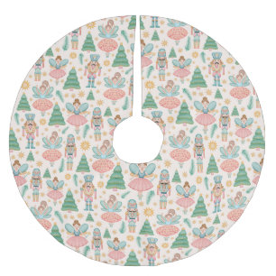 Ballett und Fairies auf Creme-Hintergrund Polyester Weihnachtsbaumdecke