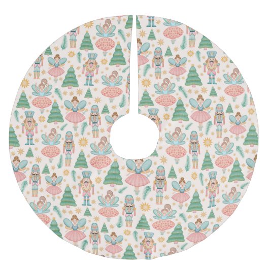 Ballett und Fairies auf Creme-Hintergrund Polyester Weihnachtsbaumdecke (Vorderseite)