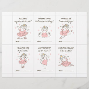 Ballett Valentinskarten für Kinder Briefbogen