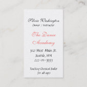 Ballett-Visitenkarte Visitenkarte (Rückseite)