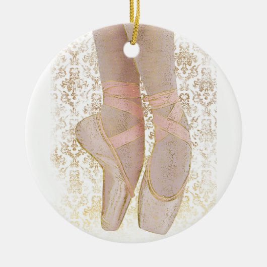 Ballett-Zehe-Schuhe - rosa Goldweiß Keramik Ornament (Vorne)