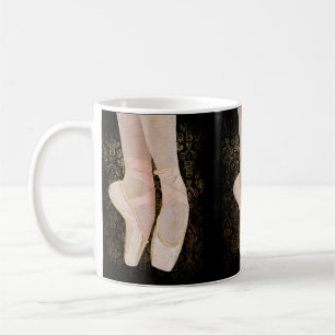Ballett-Zehenschuhe - Schwarzes Rosa Gold Kaffeetasse