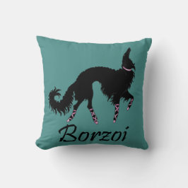 BallettBorzoi Schwarz-Aquamarin Kissen