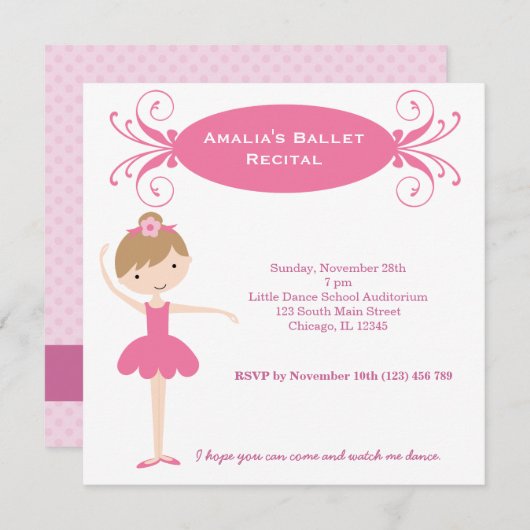 BallettErwägung Einladung (Vorne/Hinten)