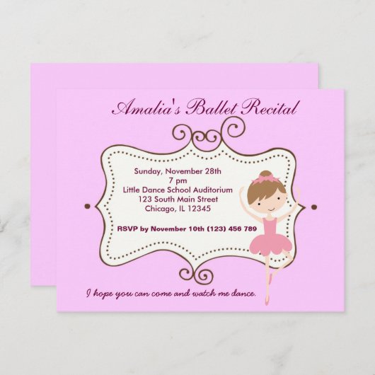 BallettErwägung Einladung (Vorne/Hinten)