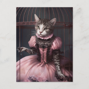 Ballettkatze im Vogelkäfig Postkarte
