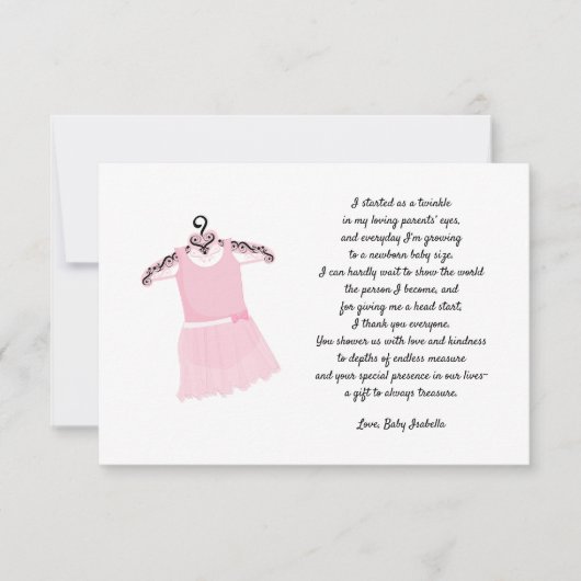 Ballettkleid Babydusche Vielen Dank Einladung (Vorderseite)