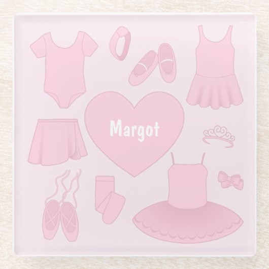 Ballettkleidung Untersetzer aus Glas - Rosa Hinter (Vorderseite)