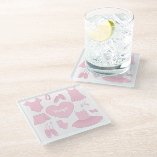 Ballettkleidung Untersetzer aus Glas - Weißer Hint (Schrägansicht)