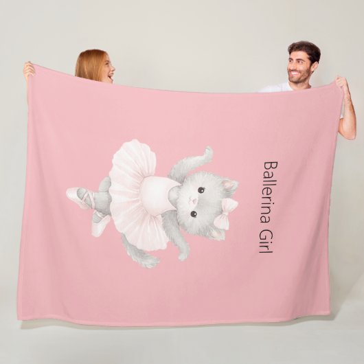 Ballettmädchen Graues Kätzchen Fleecedecke (Beispiel)