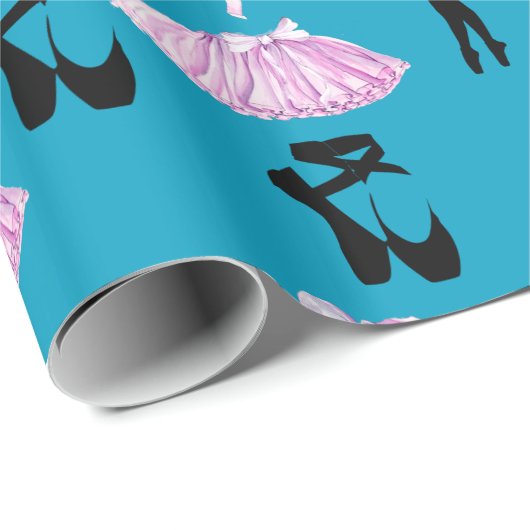 Ballettmuster mit Tanzkleid und Ballerina Geschenkpapier (Rolleneckpunkt)