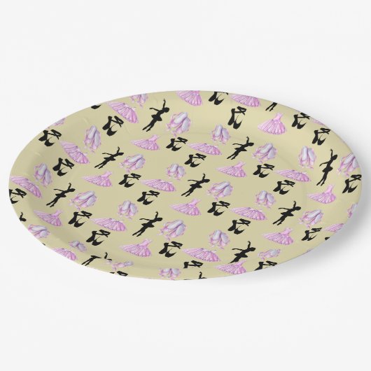 Ballettmuster mit Tanzkleid und Ballerina Pappteller (Schrägansicht)