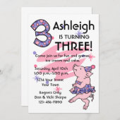 Ballettröckchen-Piggy 3. Einladung (Vorne/Hinten)